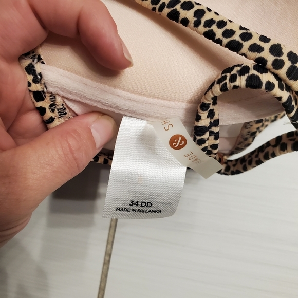 Shade & Shore Padded Push Up Bikini Top 34DD Bottoms M Leopard Print Ribbed Swim - Picture 6 of 16